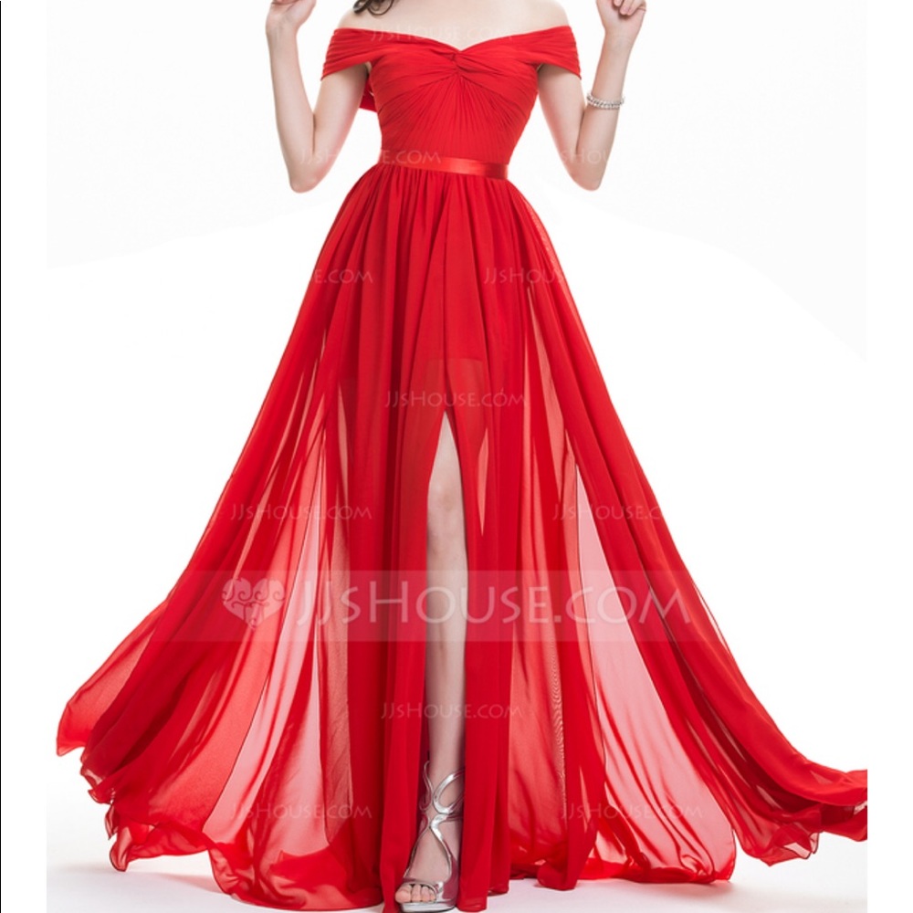 Off-the-Shoulder Chiffon Dress